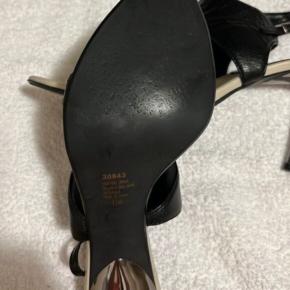 Cami International black sandal silver heels patent leather 7.5 M FIRM on PRICE - Picture 7 of 8
